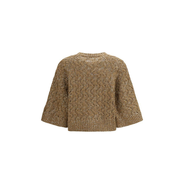 Brunello Cucinelli 36% Silk 34% Linen 17% Polyamide 13% Polyester sweater in beige — view 2