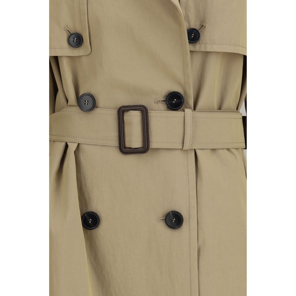 Max Mara 68% Cotton trench coat in beige — view 3