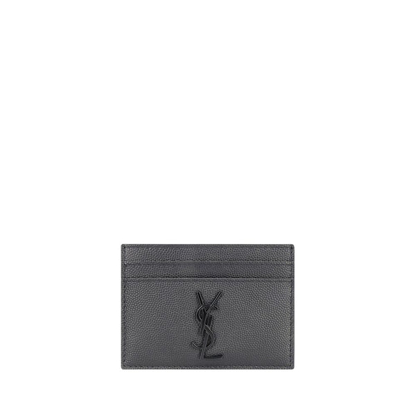 Saint Laurent 100% Calf Leather Bos Taurus card case in gray