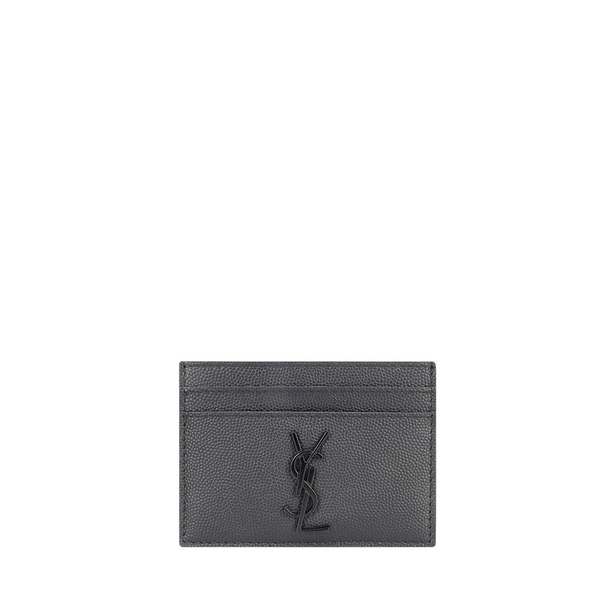 Saint Laurent 100% Calf Leather Bos Taurus card case in gray