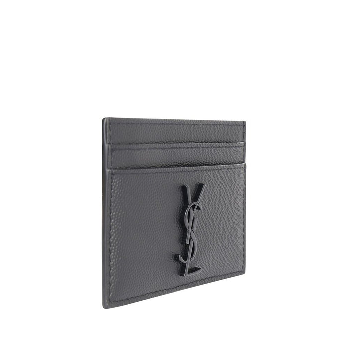 Saint Laurent 100% Calf Leather Bos Taurus card case in gray — view 2