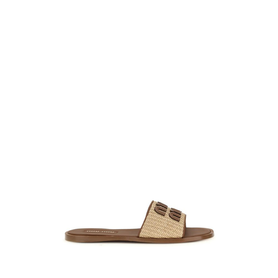 Miu Miu Upper 50% Nylon 50% Calf Leather Bos Taurus; Sole 100% Calf Leather Bos Taurus sandals in beige