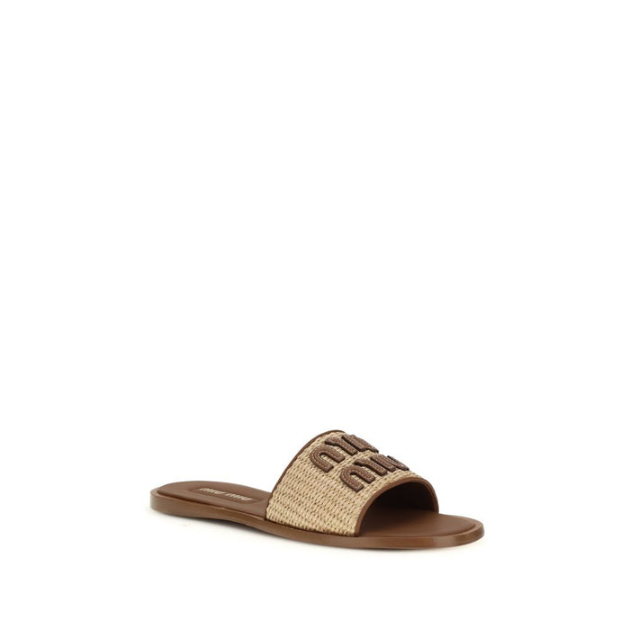 Miu Miu Upper 50% Nylon 50% Calf Leather Bos Taurus; Sole 100% Calf Leather Bos Taurus sandals in beige — view 2
