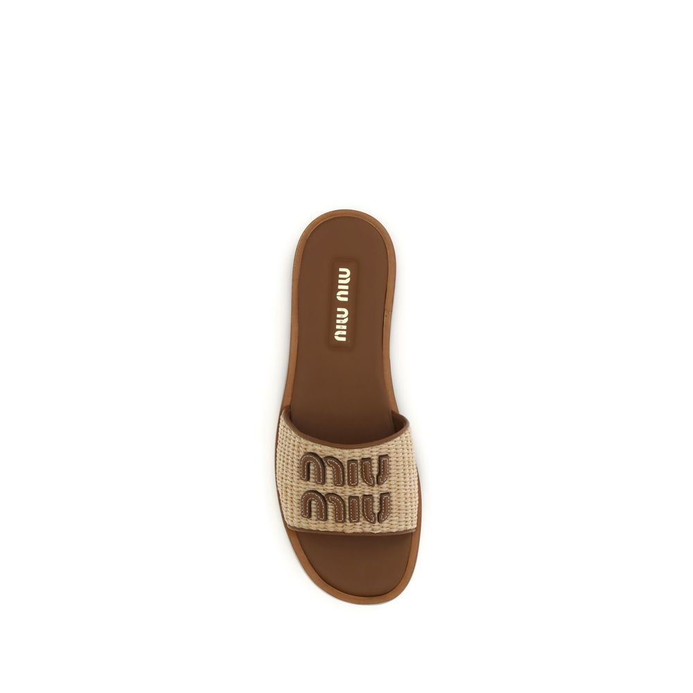 Miu Miu Upper 50% Nylon 50% Calf Leather Bos Taurus; Sole 100% Calf Leather Bos Taurus sandals in beige — view 4