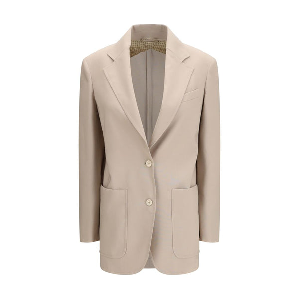 Max Mara 71% Fleece Wool blazer in beige