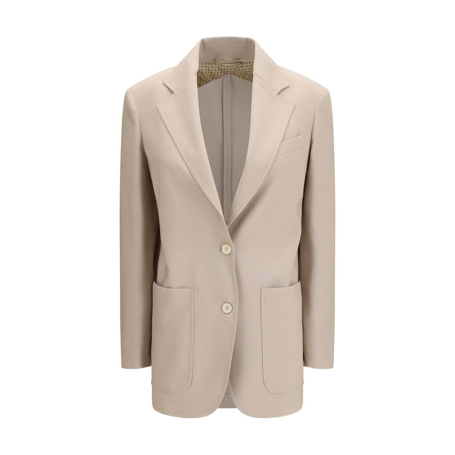 Max Mara 71% Fleece Wool blazer in beige