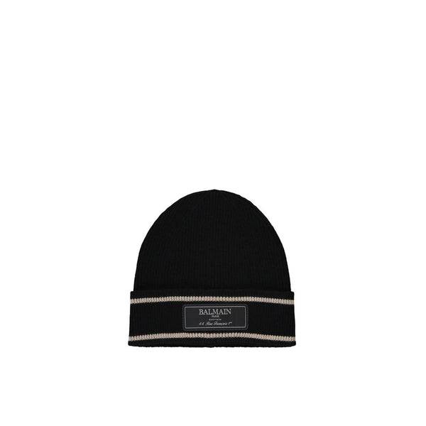 Balmain BA-9076693795028 100% Merino wool beanie in black