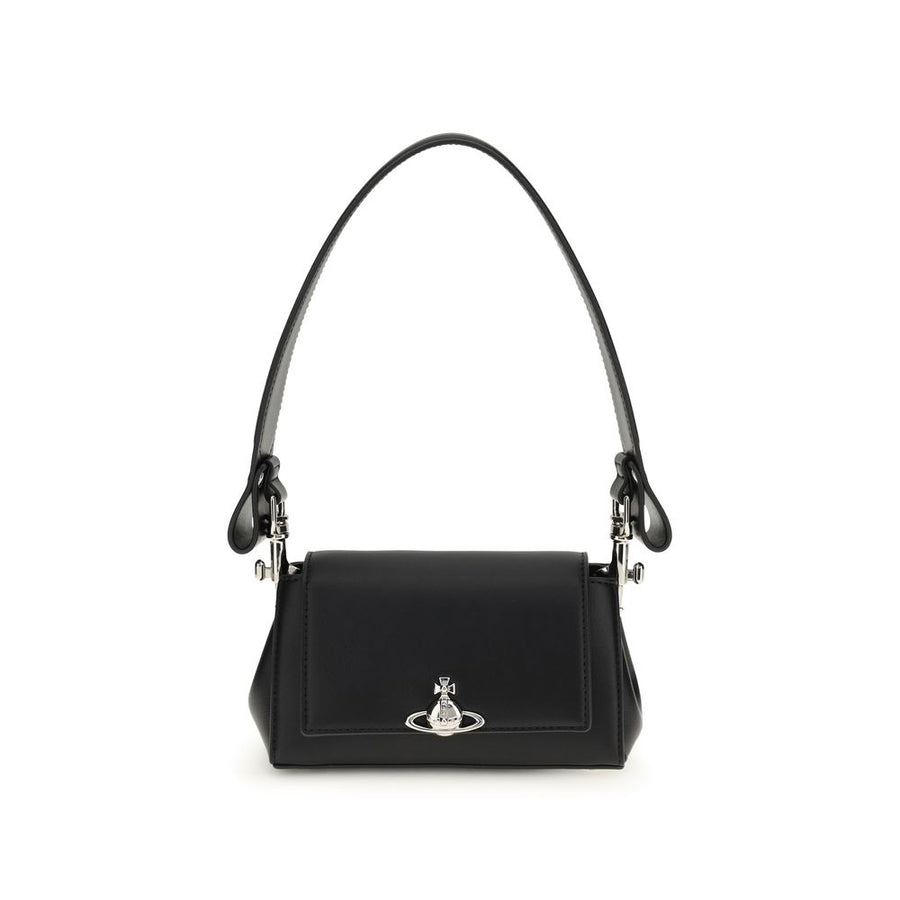 Black Polyurethane Shoulder Bag