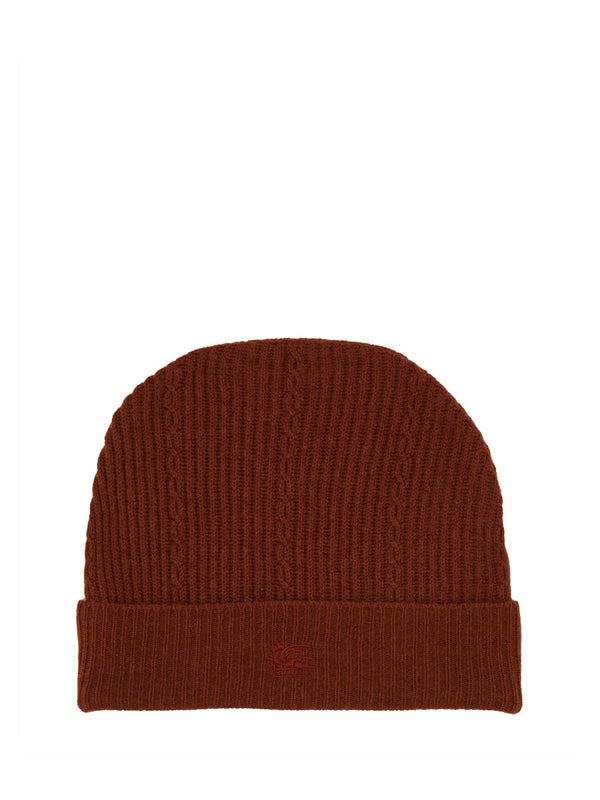 Beanie Hat With Logo Bordeaux Wool