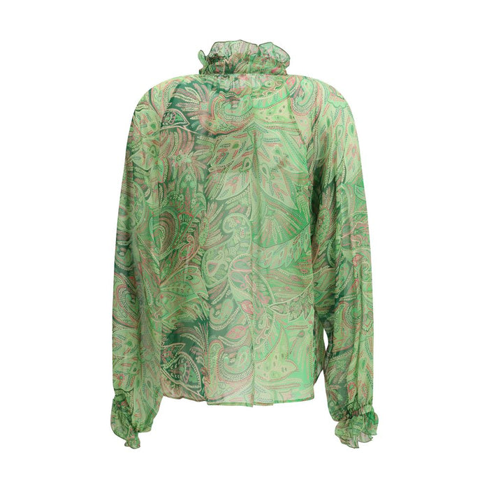 Etro 100% Silk blouse in green — view 2