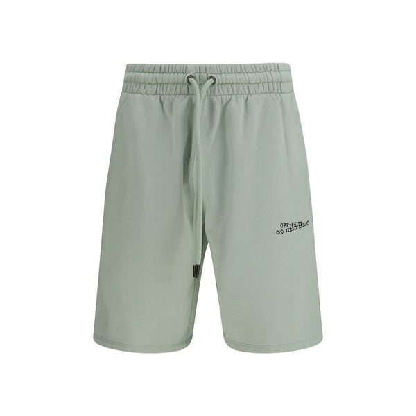 Off-White 100% Cotton bermuda shorts in green