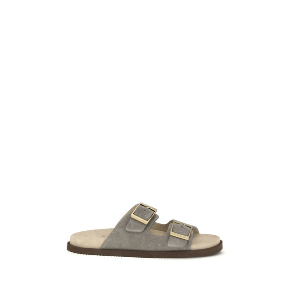 Brunello Cucinelli UPPER 100% Calf Leather Bos Taurus SOLE 100% Rubber sandals in gray