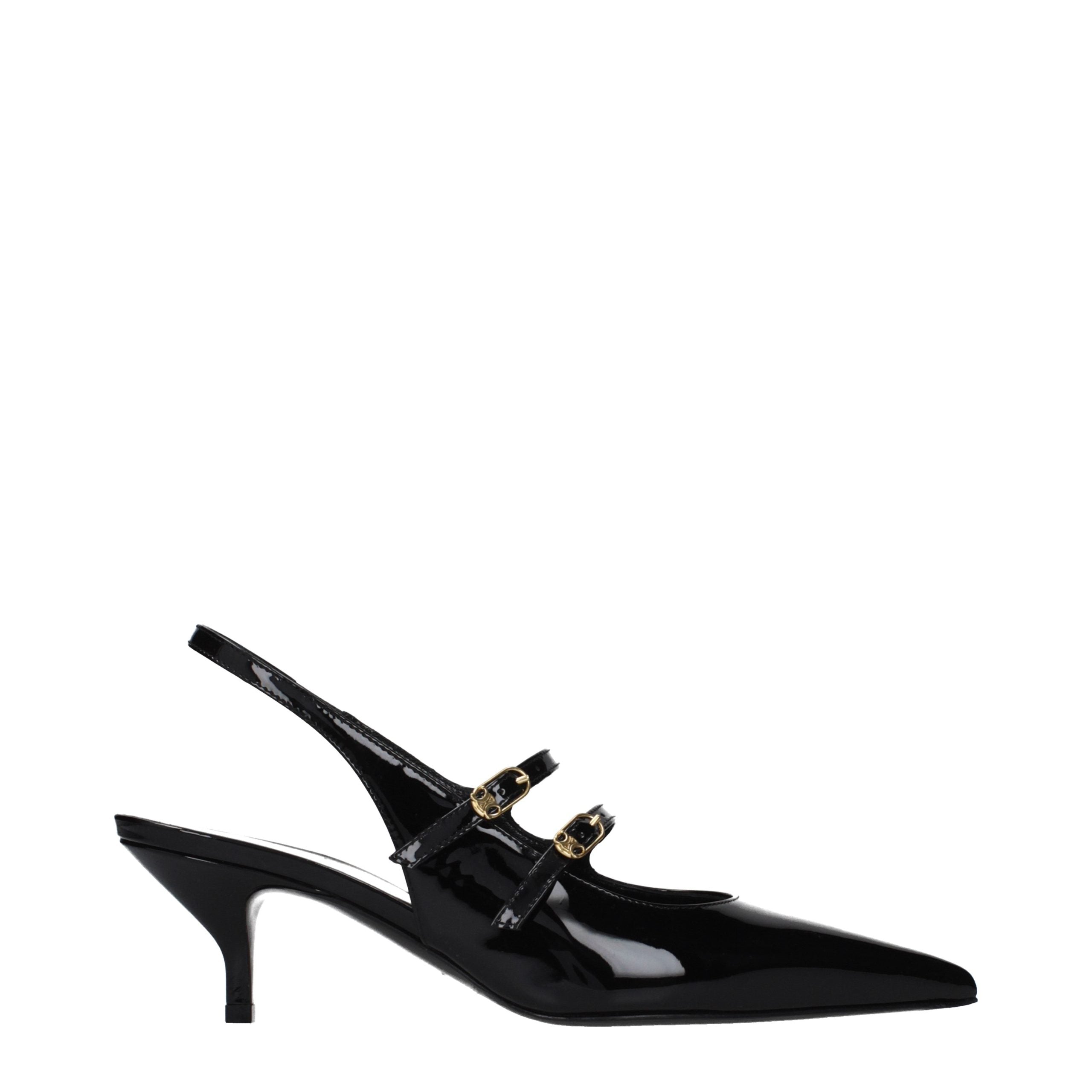 Celine Patent leather slingback heel in black