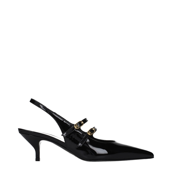 Celine Patent leather slingback heel in black