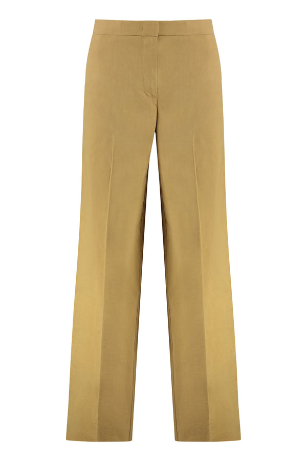 Beige Linen Straight Trousers