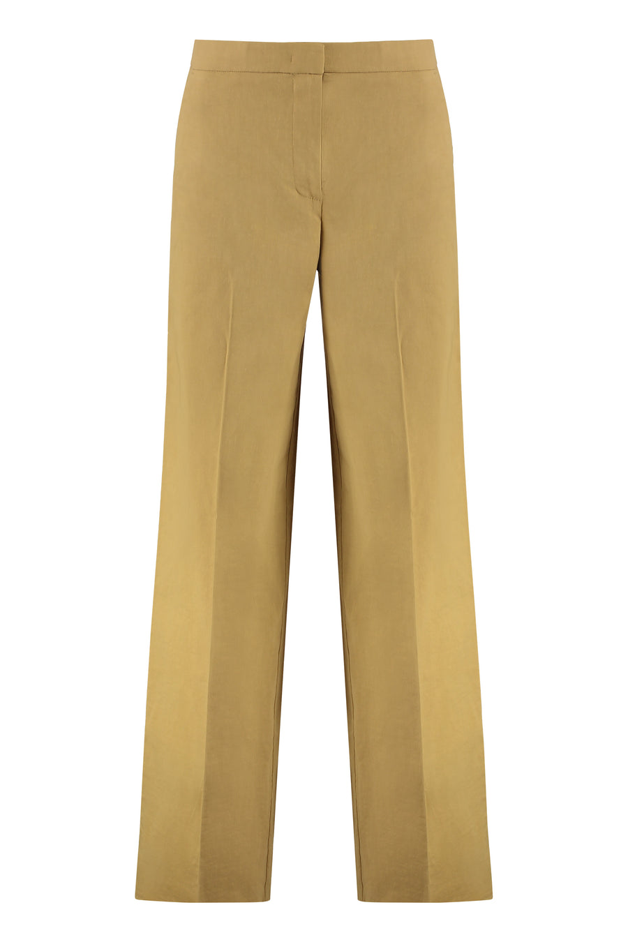 Beige Linen Straight Trousers