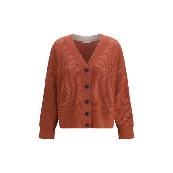 Brunello Cucinelli 100% Cashmere cardigan in orange