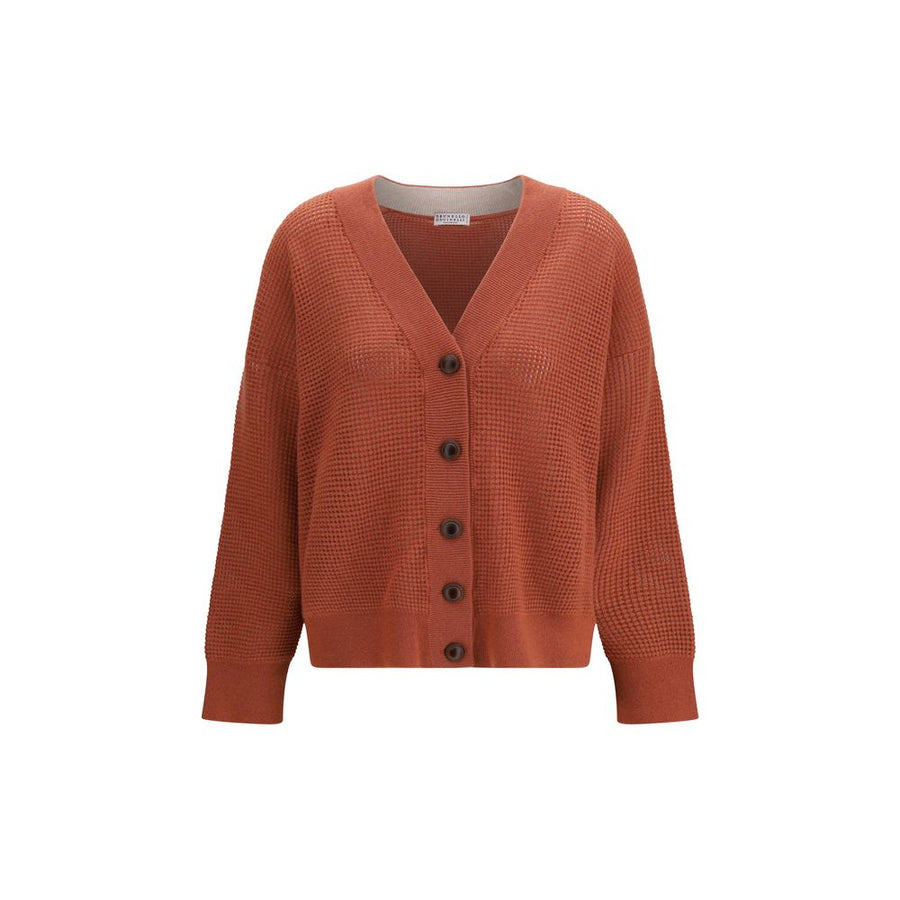 Brunello Cucinelli 100% Cashmere cardigan in orange