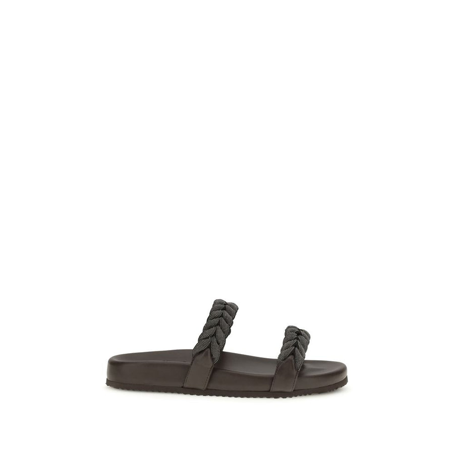 Brunello Cucinelli UPPER 100% Calf Leather Bos Taurus sandals in brown