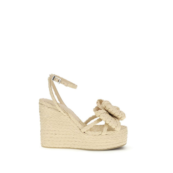 Mach & Mach 100% Raffia wedge sandal in beige