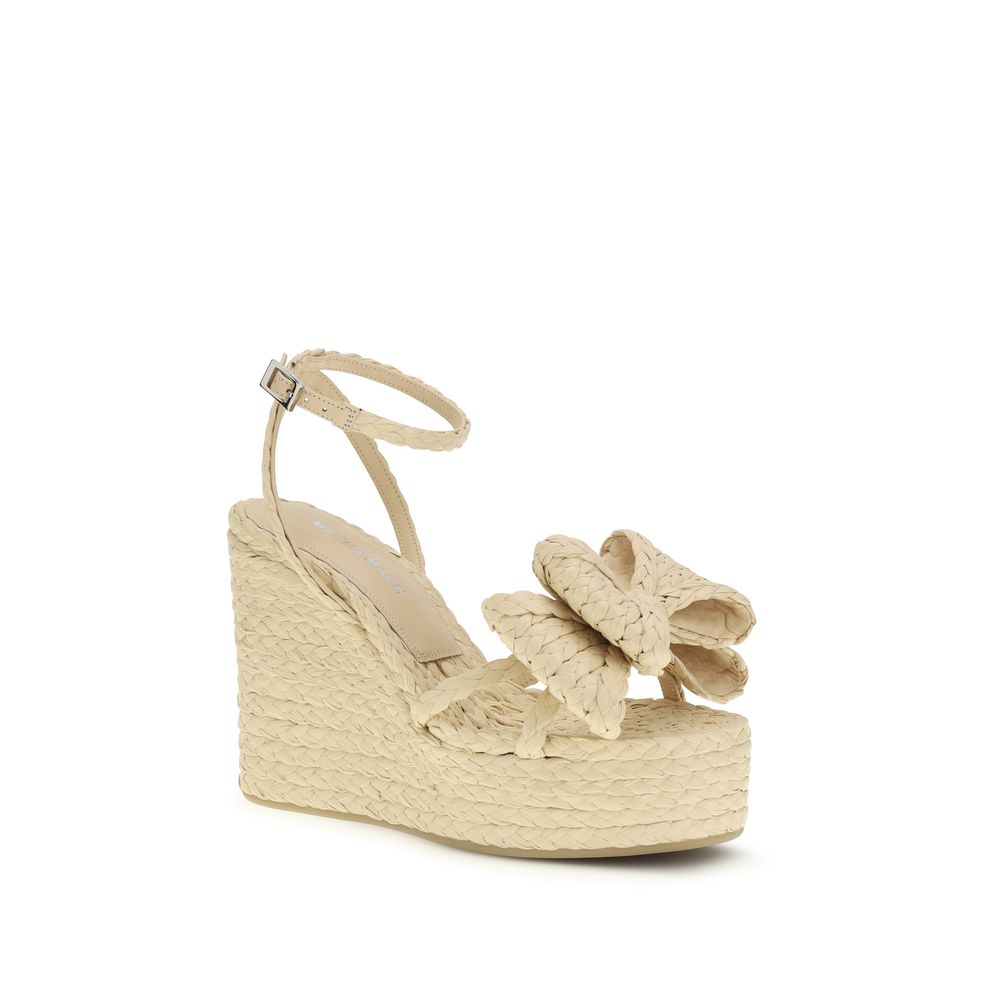 Mach & Mach 100% Raffia wedge sandal in beige — view 2