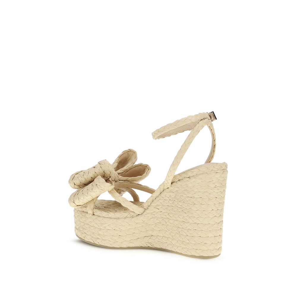 Mach & Mach 100% Raffia wedge sandal in beige — view 3
