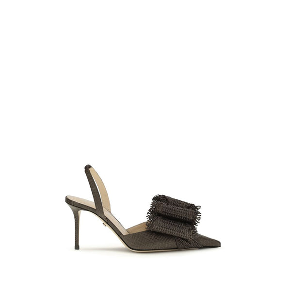 Mach & Mach Upper: 100% Raffia; Sole: 100% Calf Leather pump in brown