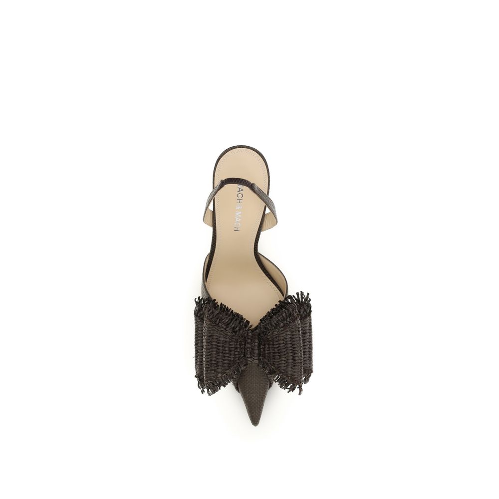 Mach & Mach Upper: 100% Raffia; Sole: 100% Calf Leather pump in brown — view 4
