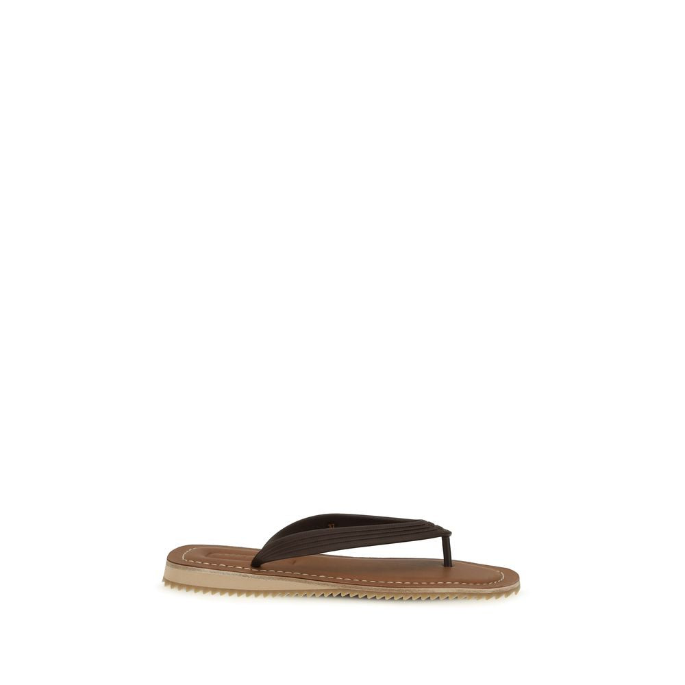 Miu Miu 100% Calf Leather Bos Taurus; Rubber outsole sandals in brown