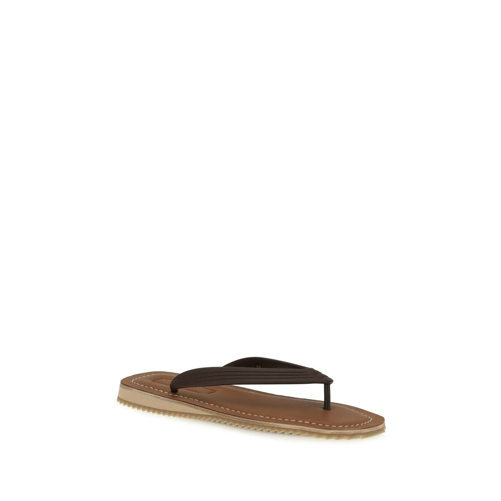 Miu Miu 100% Calf Leather Bos Taurus; Rubber outsole sandals in brown — view 2