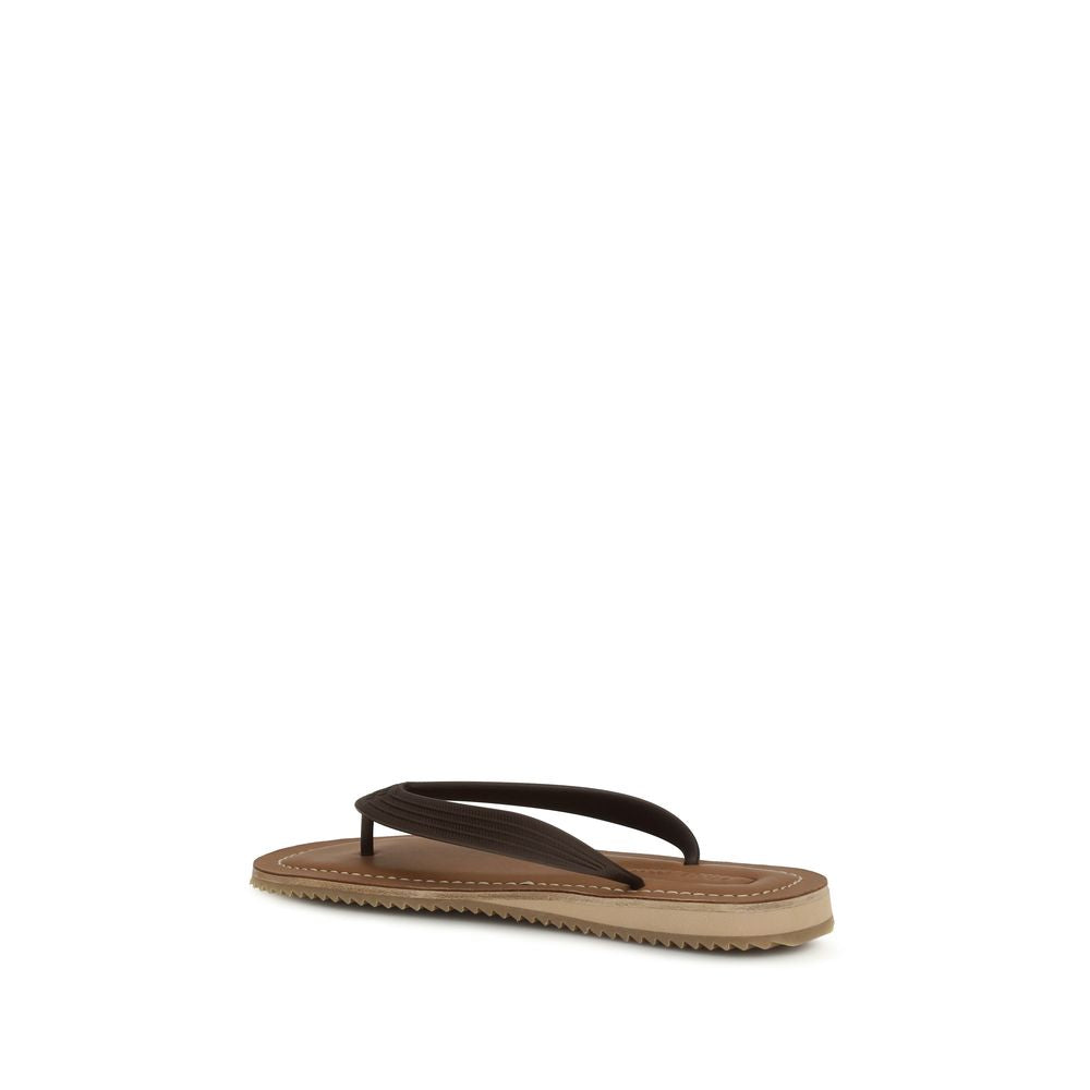 Miu Miu 100% Calf Leather Bos Taurus; Rubber outsole sandals in brown — view 3