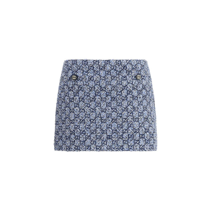 Gucci 38% Cotton 19% Polyamide 17% Acrylic 13% Polyester 9% Double Velvet 4% Wool Ovis Aries mini skirt in blue