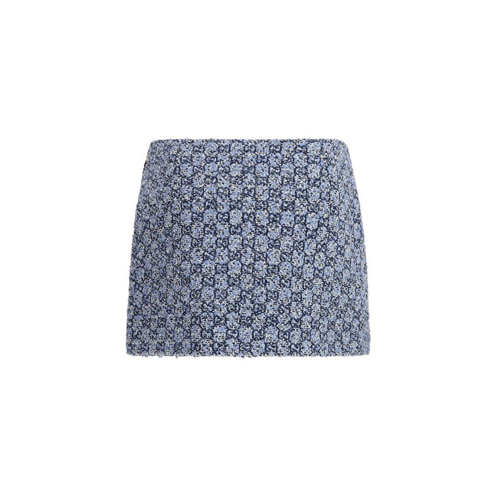 Gucci 38% Cotton 19% Polyamide 17% Acrylic 13% Polyester 9% Double Velvet 4% Wool Ovis Aries mini skirt in blue — view 2