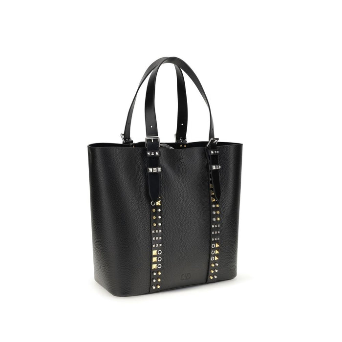 Valentino Garavani 100% Calf Leather Bos Taurus tote bag in black — view 2