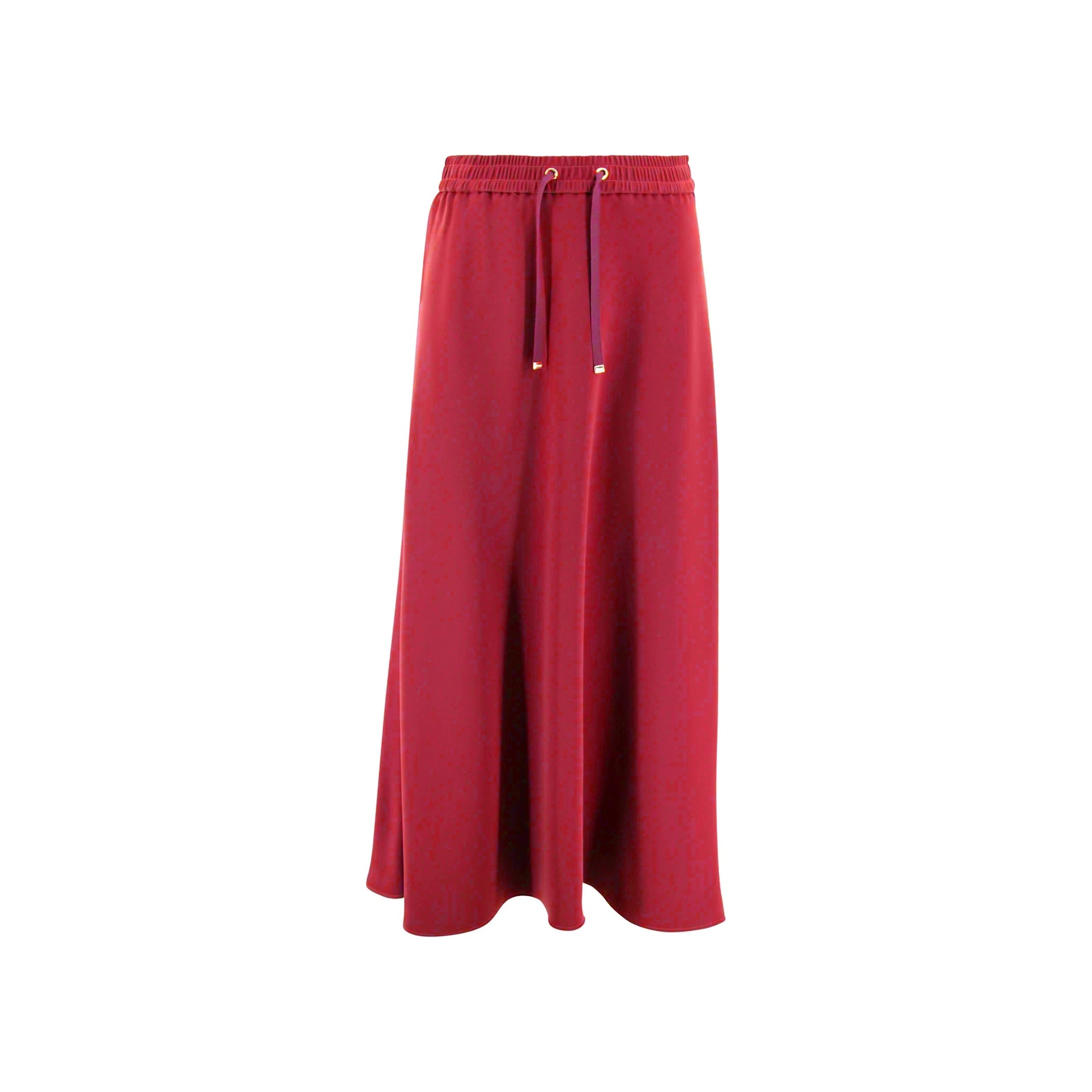 Herno Elastic Waist Midi Skirt Red Acetate Viscose