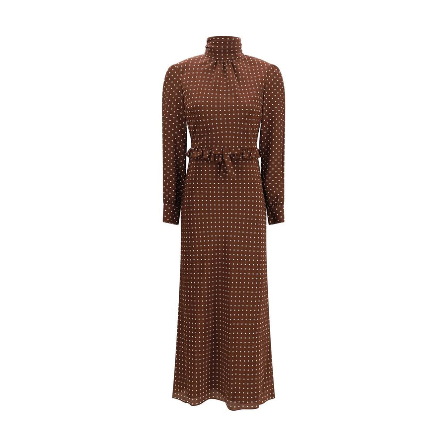 Alessandra Rich Outer 100% Silk dress in brown