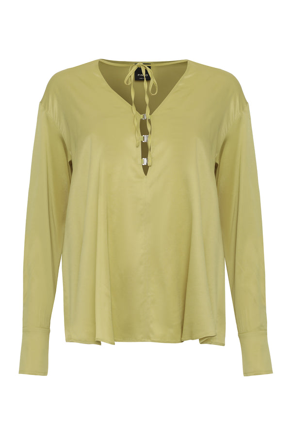 Green Viscose Blouse Elastane Blouses