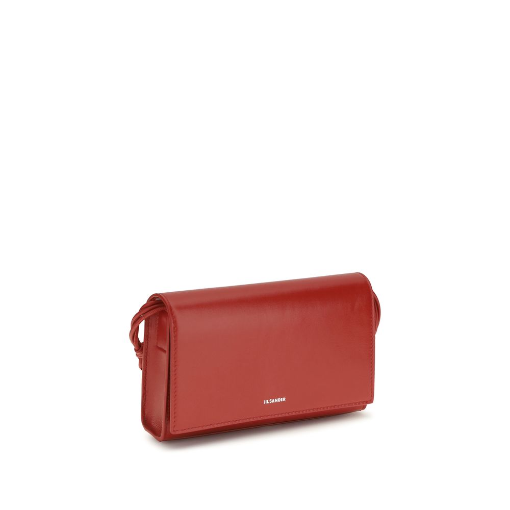 Jil Sander 100% Calf Leather Bos Taurus wallet in red — view 2