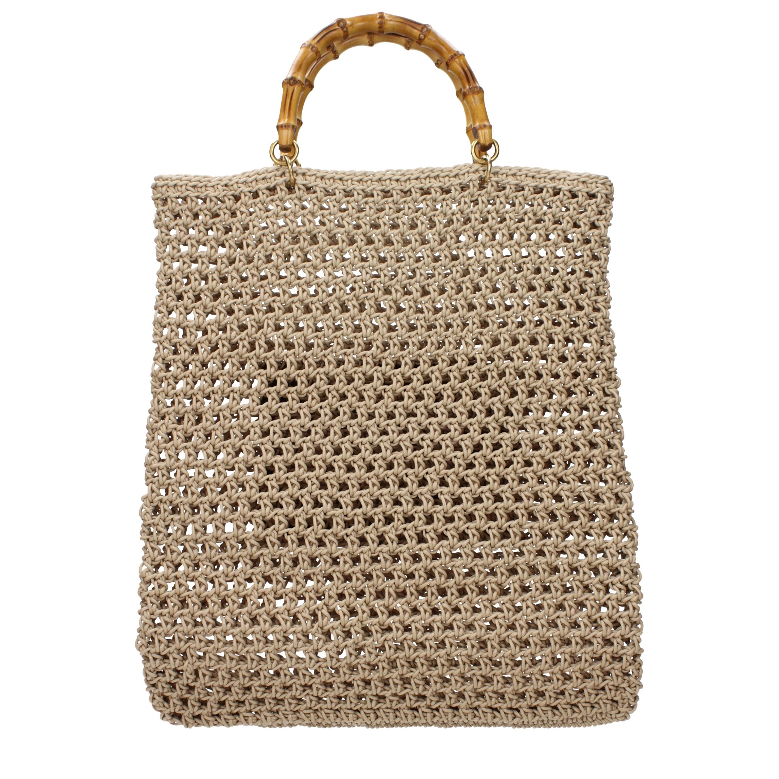 Beige Cotton Handbag Bag