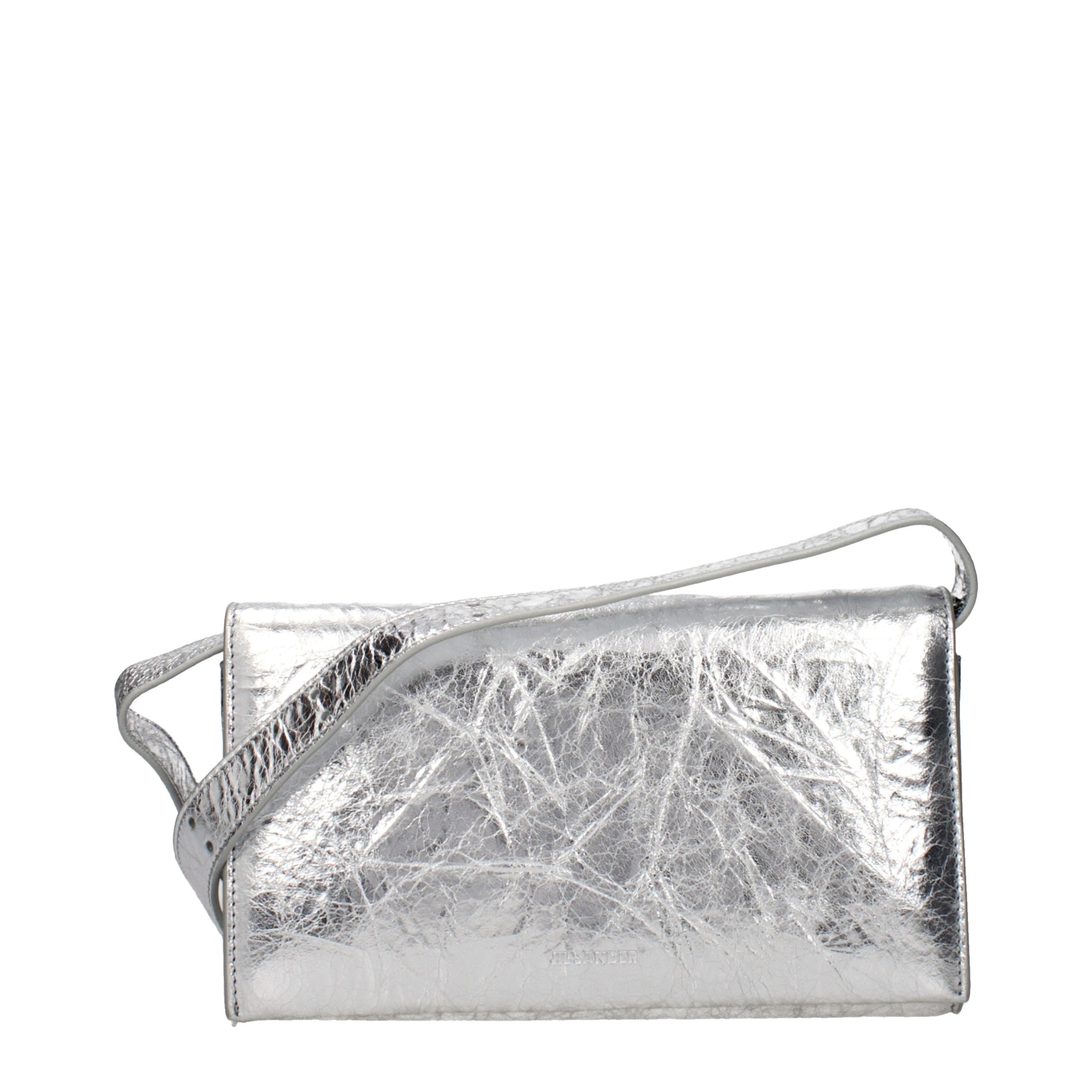 Gray Leather Crossbody Bag