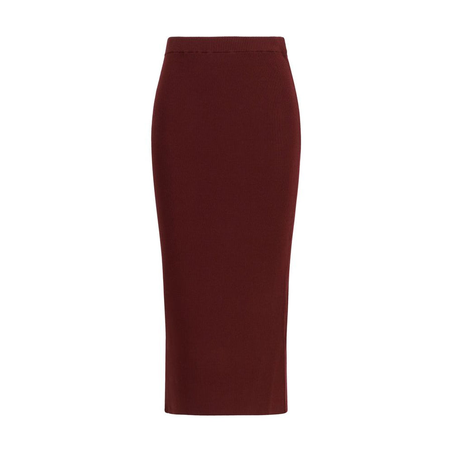 Max Mara 77% Viscose skirt in burgundy