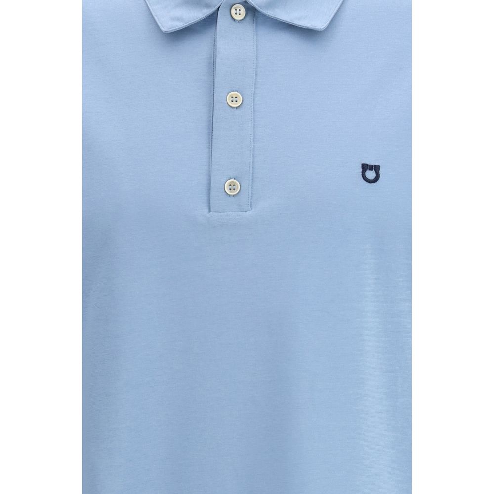 Ferragamo 100% Cotton polo shirt in blue — view 3