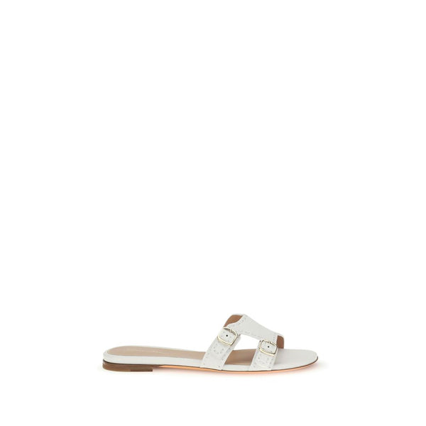 Santoni 100% Calf Leather Bos Taurus sandal in white