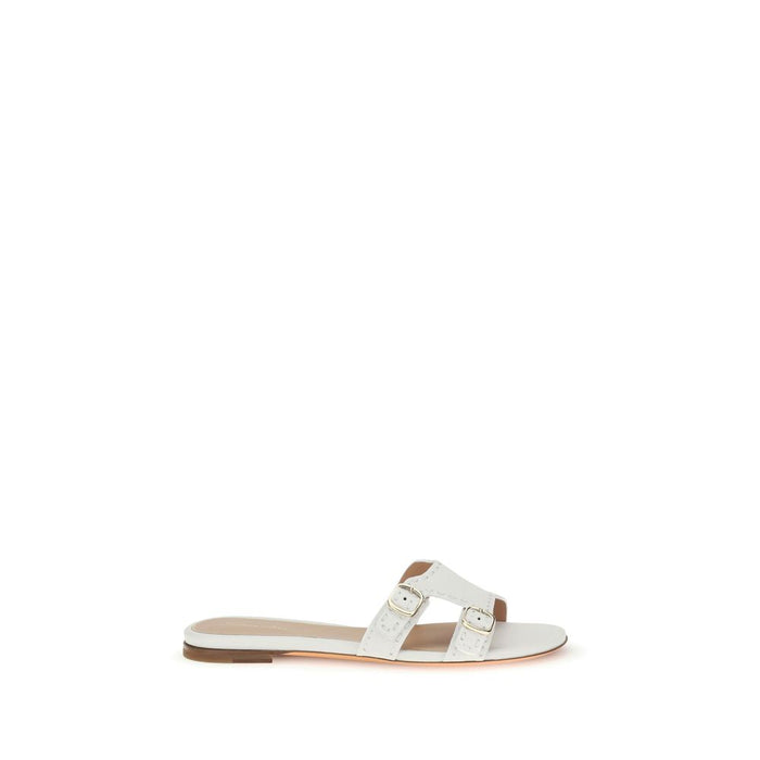 Santoni 100% Calf Leather Bos Taurus sandal in white