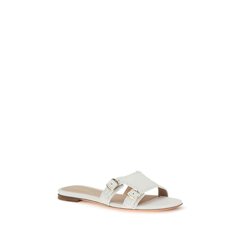 Santoni 100% Calf Leather Bos Taurus sandal in white — view 2