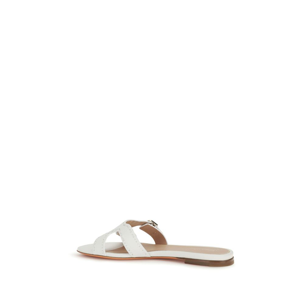Santoni 100% Calf Leather Bos Taurus sandal in white — view 3