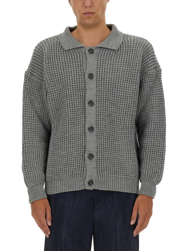 Polo Cardigan Grey Wool Jumpers