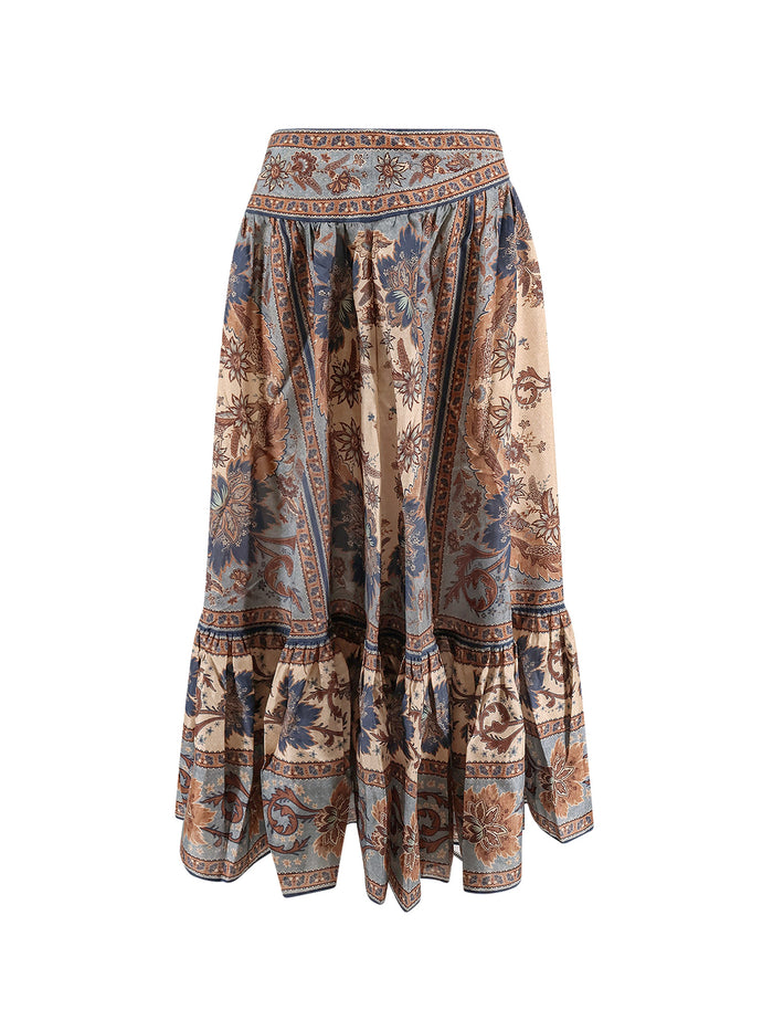 Zimmermann Skirts Blue/cream Indienne Floral Silk