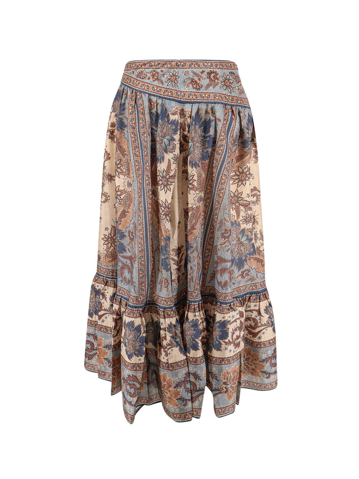 Zimmermann Skirts Blue/cream Indienne Floral Silk