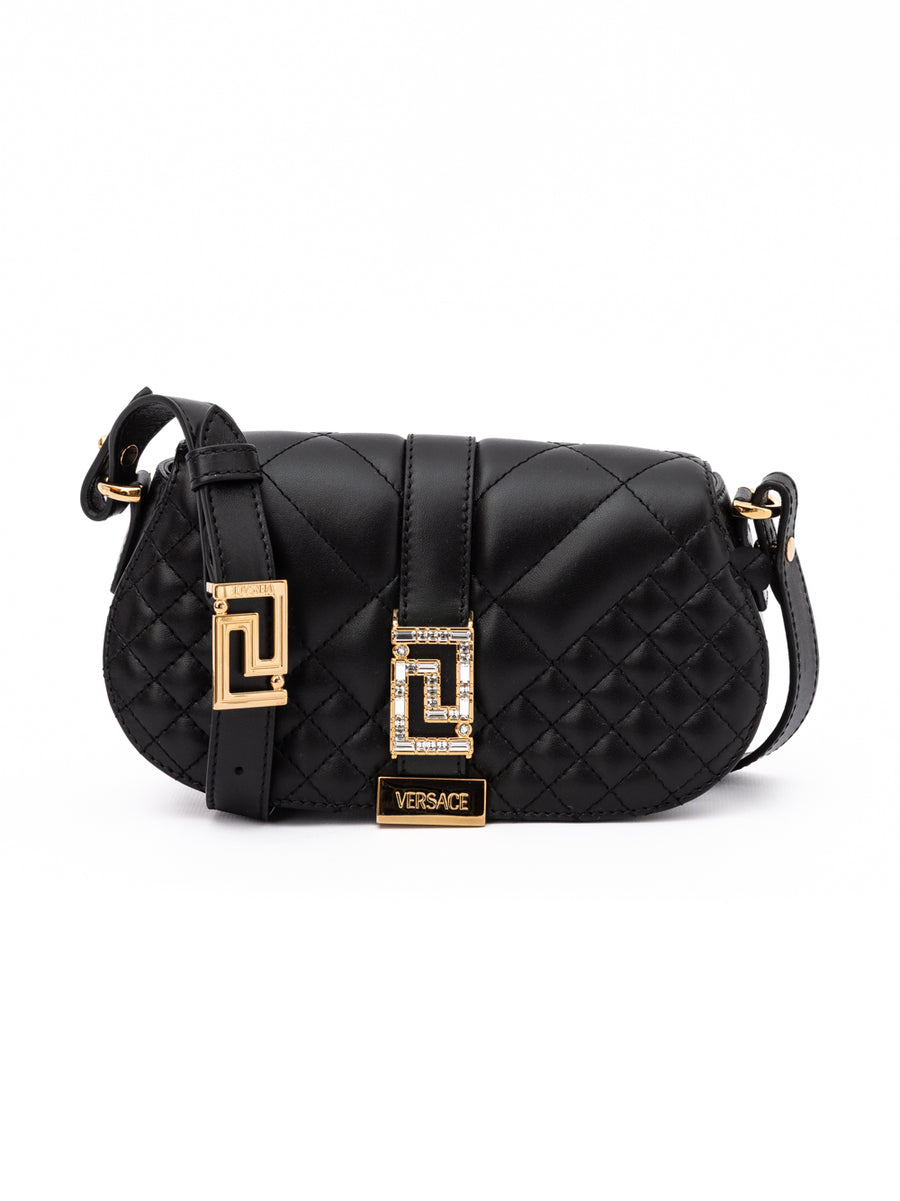 Versace Lambskin shoulder bag in black